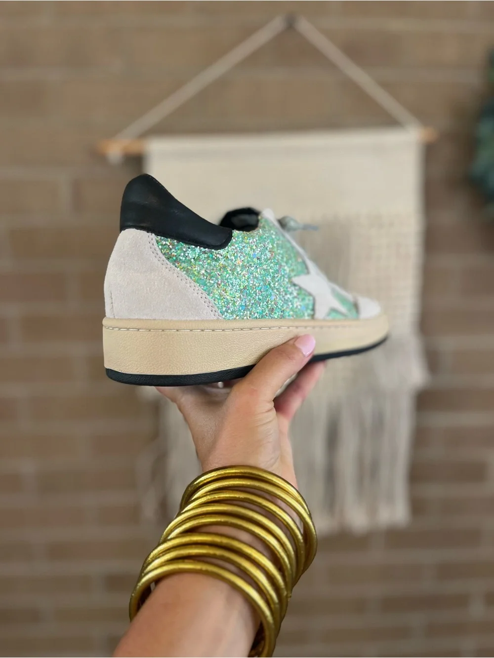 Vintage Havana Mint Green Glitter Star Low-Top Sneaker